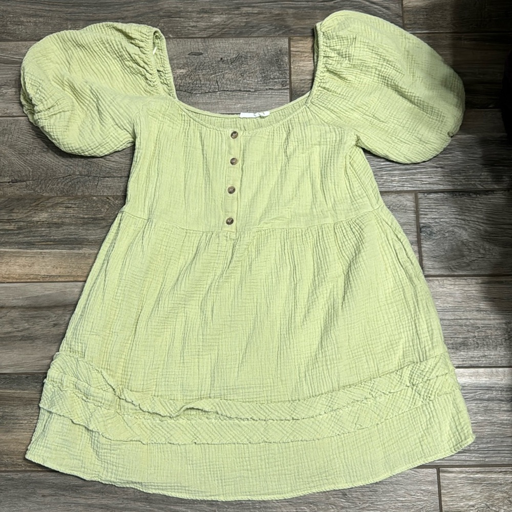 Lush Green bubble sleeve mini dress